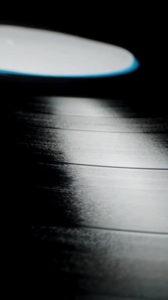 Kamera Sklouzne Nad Vinylovou Desku Odhalí Její Zvukové Drážky Detailní — Stock video