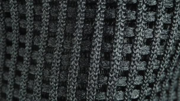 Текстура Сетки Черная Ткань Плотная Ткань Обеспечивает Хорошую Вентиляцию Крайний — стоковое видео