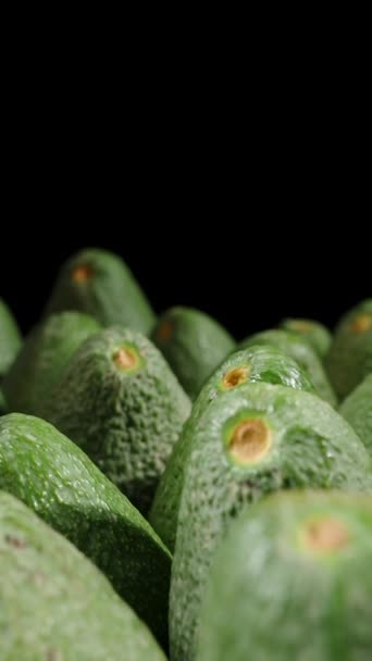 Green Avocados Neatly Arranged Table Black Background Dolly Slider Close — Stock Video