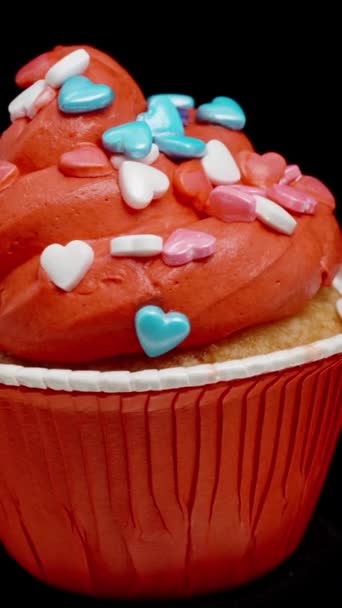 컵케이크의 서리에 다채로운 배경에 — 비디오