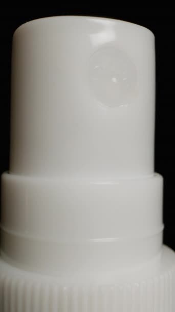 Vertical Video White Spray Bottle Push Spray Nozzle Close Black — Stock video