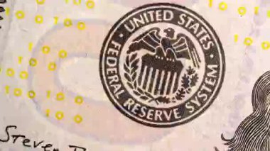 Farklı Amerikan Dolarları, Stop-Motion Zoom 'un yakın plan detayları. Varlıklı Amerikan Ekonomisi. Döngülü Video.