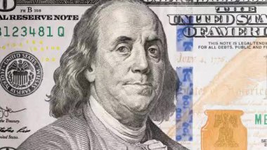 Çeşitli Banknotlar, Amerikan başkanlarının portreleri, Stop-Motion. Döngülü video. Yakın plan.