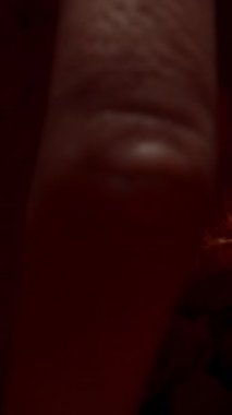 Dikey video. Cadılar Bayramı Balkabağı 'nın içinde El, Pulp ve Tohumları Çıkartıp Fırlatır. Dolly Kaypak, yakın plan. Mumlarla Şenlikli ve Ürkütücü Sunak.