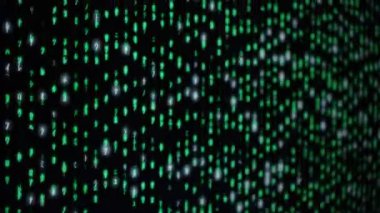 Siyah Ekranda Yeşil Matris benzeri Kod Akımı, Arkaplanda Bulanıklaştırma, Geleceğsel Dijital Efekt Oluşturma.