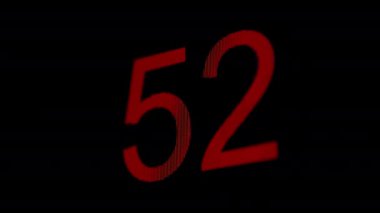Kırmızı Geri Sayım Zamanlayıcısı Ekranı, Bir Dizide Kalan Zamanı Belirtir, 60 'tan 0' a Geri Sayım.