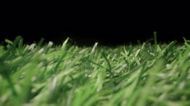 Bıçak Detayı ve Derinlik Odaklanarak Yapay Yeşil Çimenler Arasında Yapay Yeşil Çekim Temiz Bir Gece Sahnesi Efekti Yaratılıyor Sentetik Doğa ve Asgari Gece Estetiği