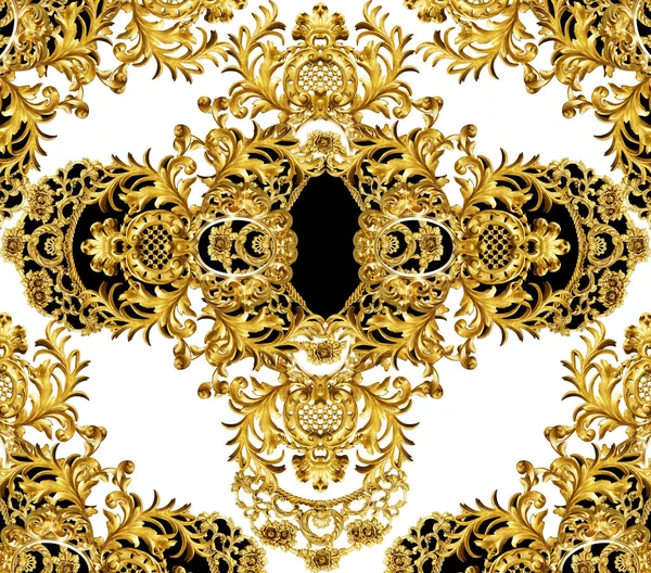 Gyllene Barock Med Geometriskt Mönster — Stockfoto