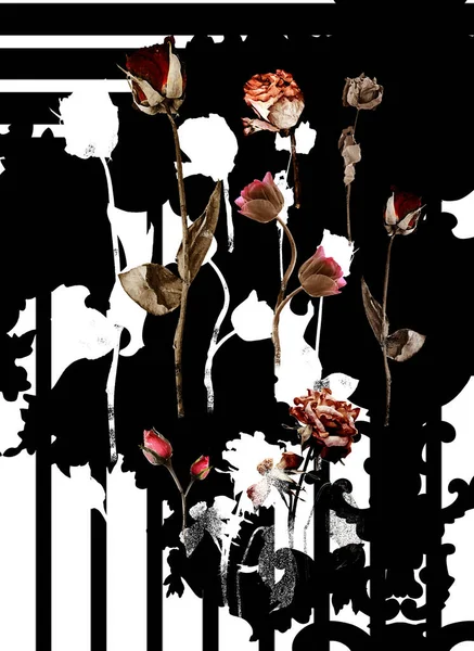 Schöne Blumen Mit Geometrischem Muster lizenzfreie Stockbilder