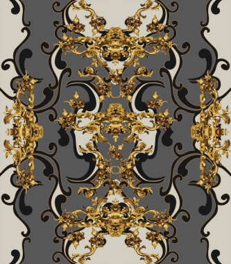 Geometrik desen; yazdırmak için altın barok ve süs ögeleri