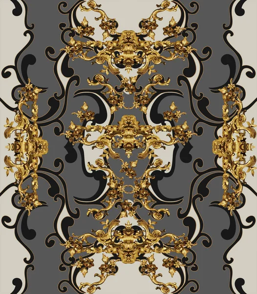 Geometrikus Minta Arany Barokk Díszítőelemek Nyomtatáshoz — Stock Fotó