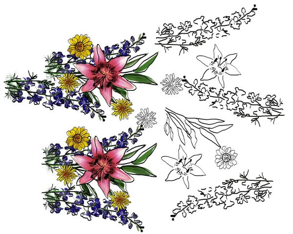 Mooie Bloemen Met Geometrisch Patroon — Stockfoto