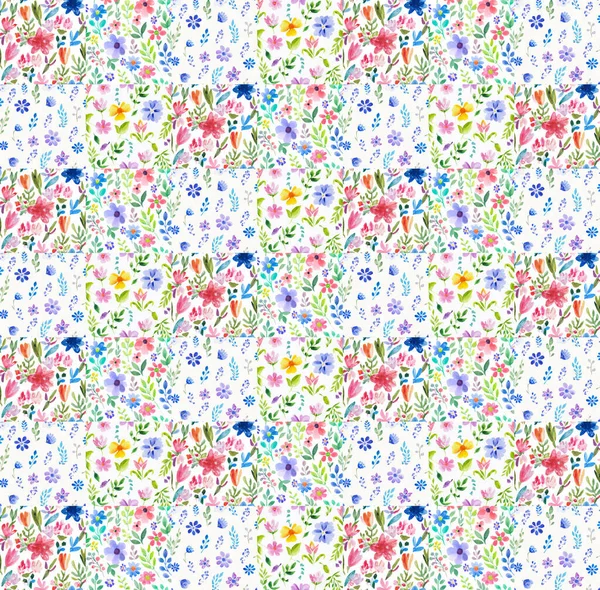 stock image patchwork, watercolor floral pattern for print