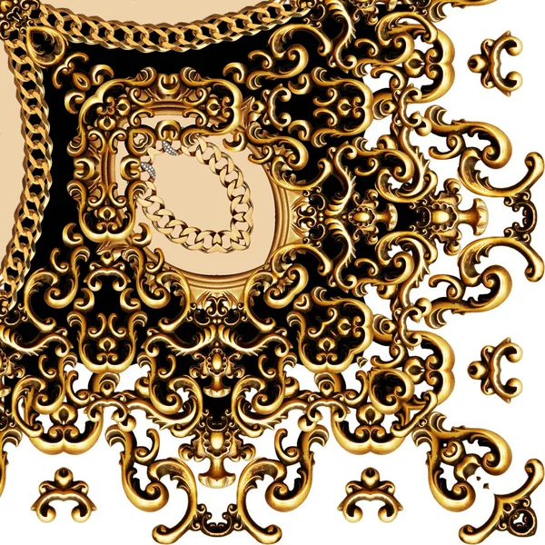 Goldener Barock Und Ornamentale Elemente — Stockfoto