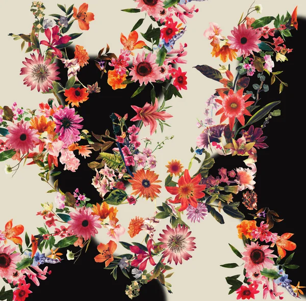 Vackra Blommor Med Geometriskt Mönster — Stockfoto