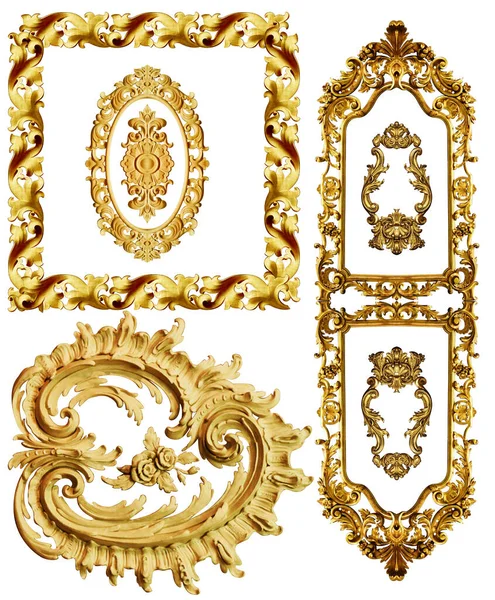 Złoty Barok Geometrycznym Wzorem — Zdjęcie stockowe