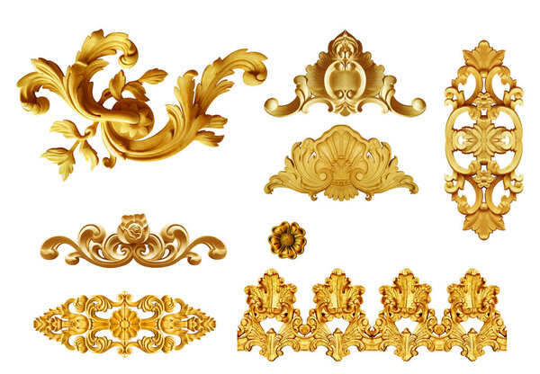 Golden baroque and  ornament elements