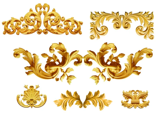 Zlaté Barokní Ozdobné Prvky Stock Obrázky