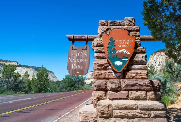 Taman Nasional Zion Utah Amerika Serikat 2023 Zion Sempit Taman Stok Gambar