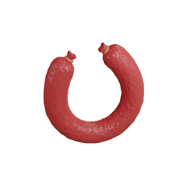 Salami Sausage Icon Delicious Meat Product Render Sausage Model Isolated — 스톡 사진