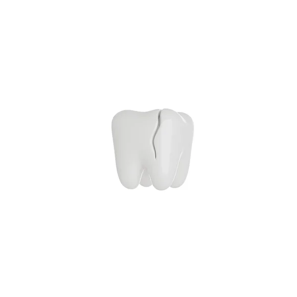 Broken Tooth Cracked Teeth Render Icon Isolated White Background — Stock Photo, Image