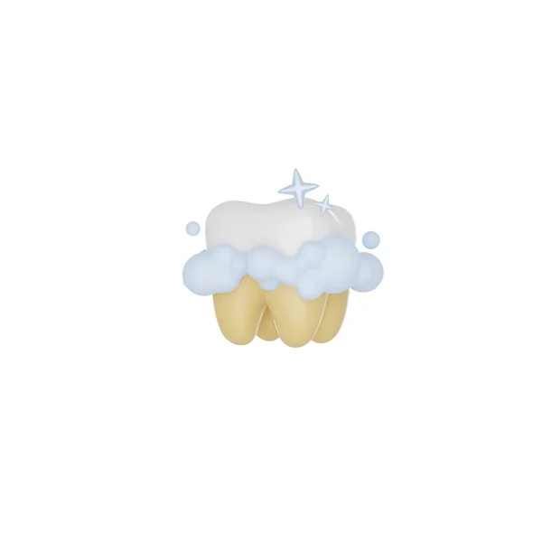 Zahnaufhellung Zähneputzen Mit Glühender Wirkung Rendersymbol Isoliert Weißen Hintergrund — Stockfoto