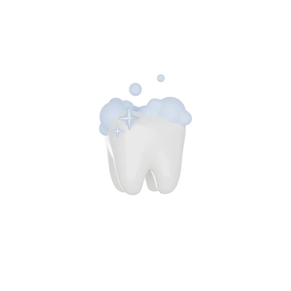 Tooth Cleaning Brushing Teeth Bleaching Effect Render Icon Isolated White — Stock Photo, Image