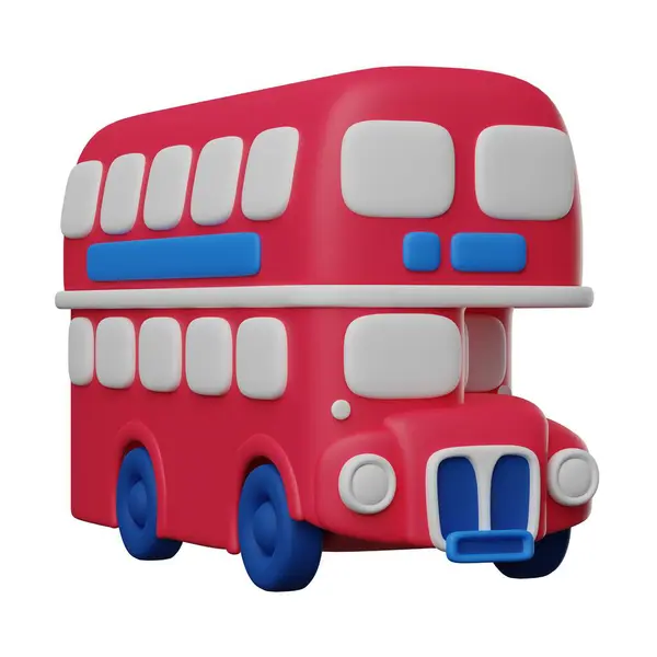 London bus 3D render icon isolated white background