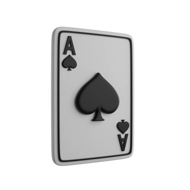 Poker Oynayan Kart Pike ya da Maça Takımı 3B canlandırma simgesi