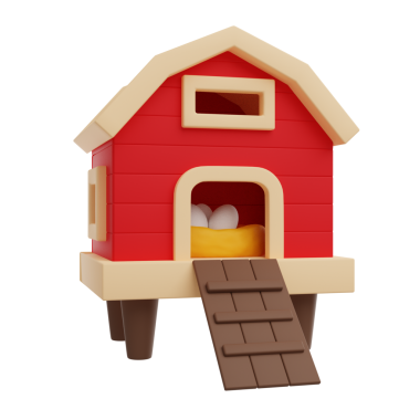 3 boyutlu yumurta hazırlama ikonlu tavuk kümesi