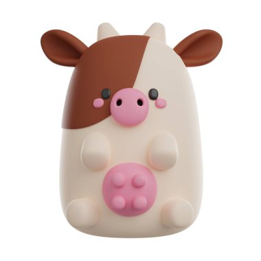 Sevimli bir 3 boyutlu resim, renkli küçük bir ineğin resimlerini çizer. 