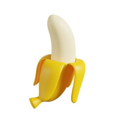 Yarısı Soyulmuş Muz 3D canlandırma