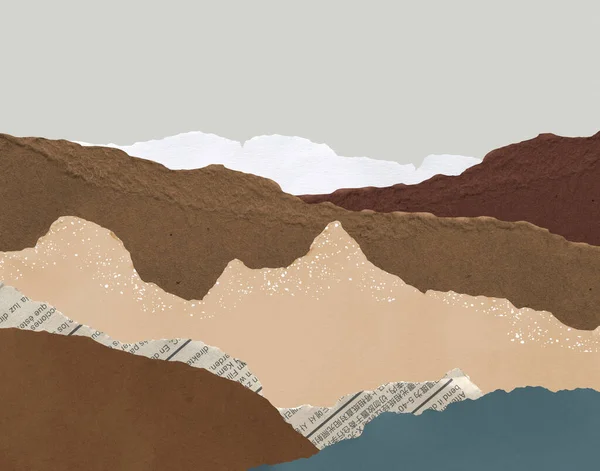 Kağıt Parçalanmış Karton Tasarım Arkaplanı Soyut Doğa Siluetleri Ile Dağlarla — Stok fotoğraf