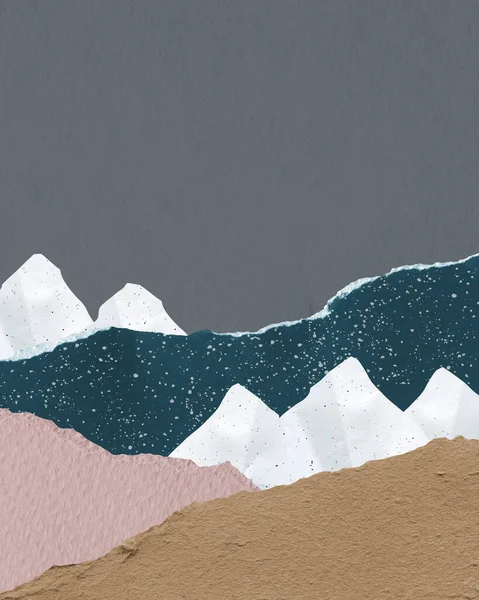 Αφηρημένο Τοπίο Σκισμένες Άκρες Από Χαρτί Γήινα Χρώματα Βουνά Και — Φωτογραφία Αρχείου