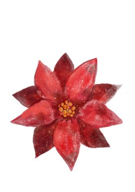 Beyaz arkaplanda yaprakları olan kırmızı noktalama çubuğu