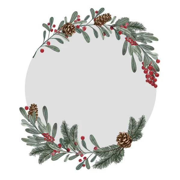 Aquarel Kerstkrans Frame — Stockfoto