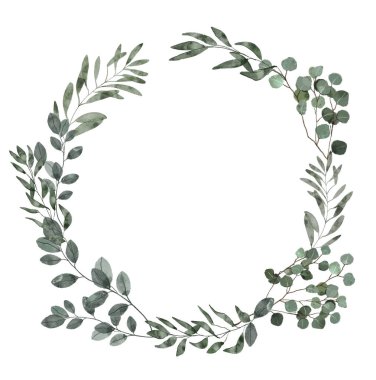 Noel kış suluboya çelengi. Tebrik kartı, afiş, poster tasarımı.