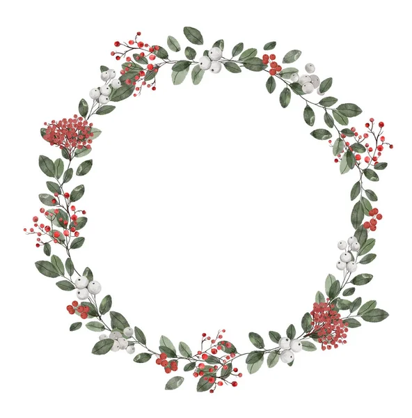 圣诞冬季水彩花环 海报设计 — 图库照片