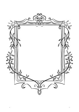 Beyaz izole arka planda klasik düğün çizgisi sanat çerçevesi.  