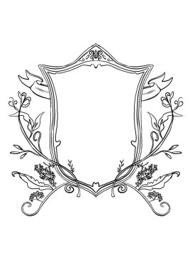 Beyaz izole arka planda klasik düğün çizgisi sanat çerçevesi.  