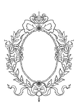 Beyaz izole arka planda klasik düğün çizgisi sanat çerçevesi.  