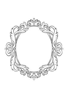 Beyaz izole arka planda klasik düğün çizgisi sanat çerçevesi.  