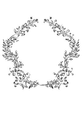 Beyaz izole arka planda klasik düğün çizgisi sanat çerçevesi.  