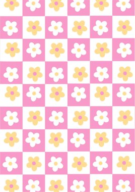  floral and geometric seamless pattern with squares 