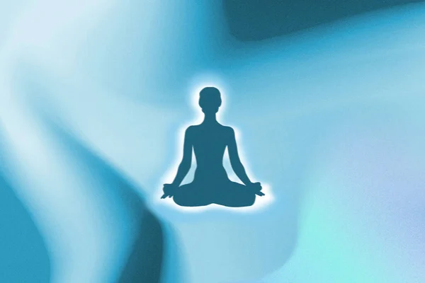 Posa Yoga Uno Sfondo Blu — Foto Stock
