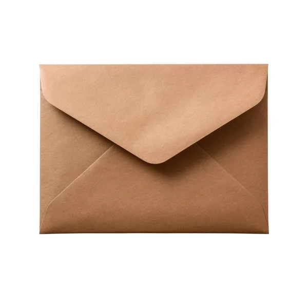 Enveloppe Papier Brun Sur Fond Blanc — Photo