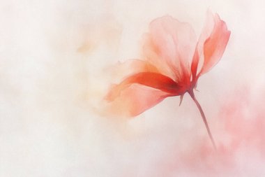 Işık arkaplanındaki güzel, soyut kırmızı çiçek             