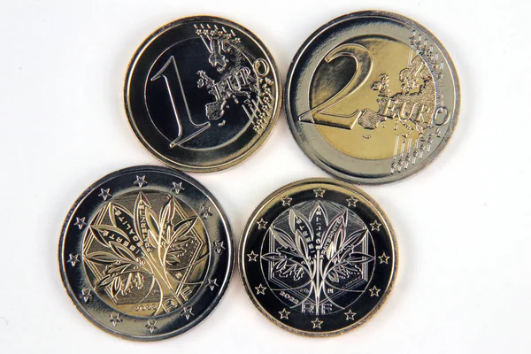 Francia Parigi Nuove Monete Francesi Euro Con Nuovo Disegno Anno — Foto Stock