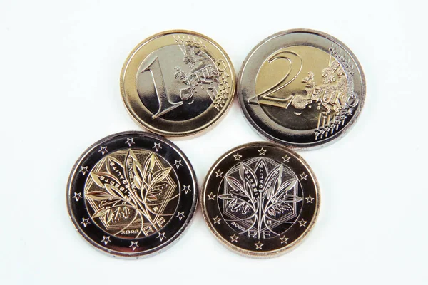 Francia Parigi Nuove Monete Francesi Euro Con Nuovo Disegno Anno — Foto Stock