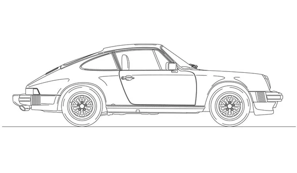Duitsland 1974 Porsche 911 Carrera Oldtimer Vectorillustratie Geschetst — Stockvector